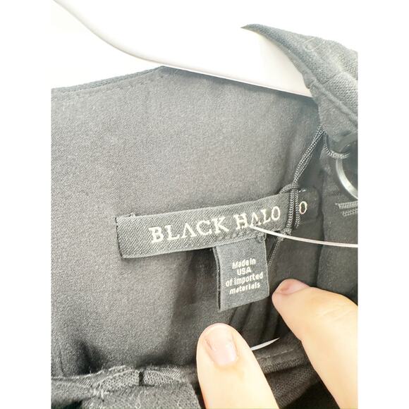 Black Halo Zita Black Bow Slim Leg Sleeveless Evening Jumpsuit Size 0 - Picture 6 of 6